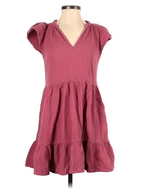 Nation Ltd 100 Cotton Solid Burgundy Casual Dress Size S 73 Off