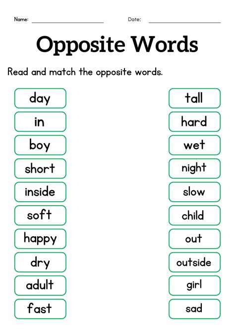 Opposite Worksheets Fun Activities For Learning Antonyms