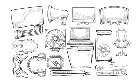 Computer Components Handdrawn Collection Graphic by graphicnika ...