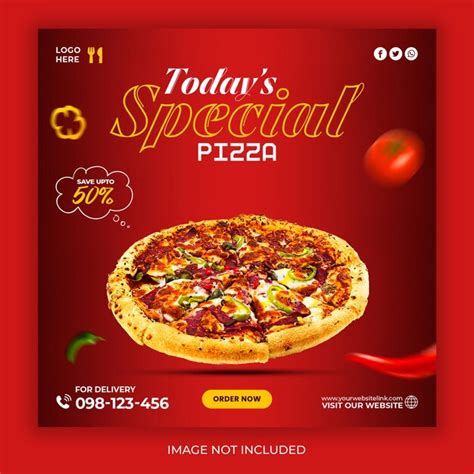 Menu Di Pizza Delizioso Promozione Sui Social Media E Modello Di Post