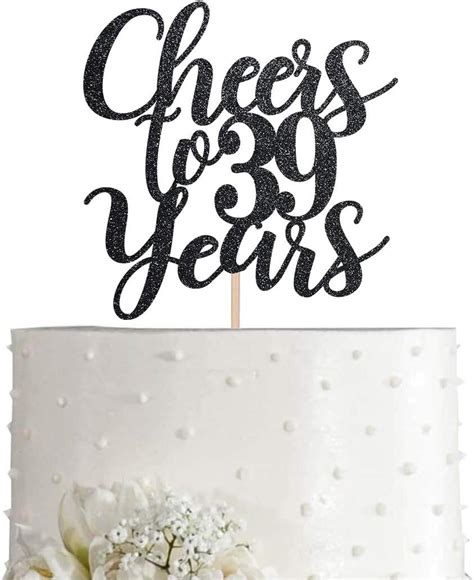 Amazon 39 Black Glitter Happy 39th Birthday Cake Topper Cheers To