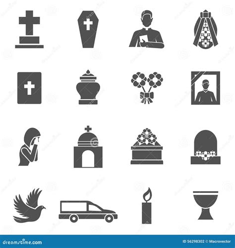 Funeral Icons Set Stock Vector Illustration Of Dead 56298302