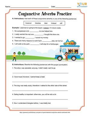 Conjunctive Adverb Worksheets Yourdictionary