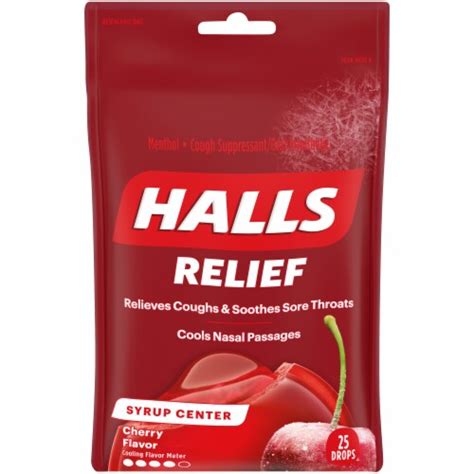 HALLS Soothing Syrup Center Cherry Flavored Cough Drops 25 Count, 25 ct ...