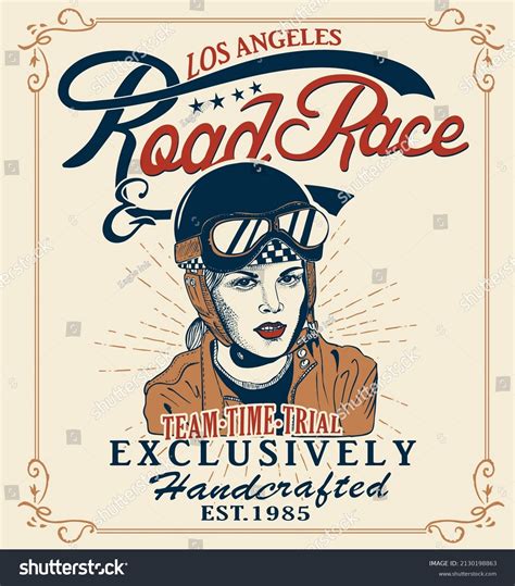 Racer Woman Sexy Girl Ride Motorbike Stock Vector (Royalty Free