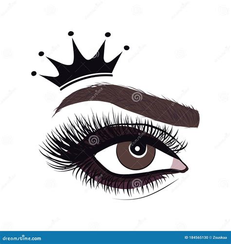 Hermoso Logo Con Pesta As De Ojos Y Cejas De Mujeres Con Corona