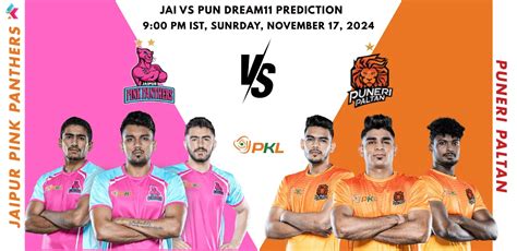 Jai Vs Pun Kabaddi Dream Prediction Today Match Th Player Stats