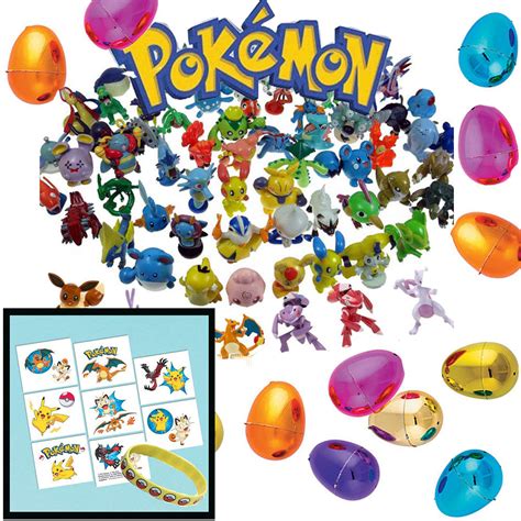 12 Legendary Metallic Easter Eggs & 24 Pokemon Mini Figures - 16 Tatto ...