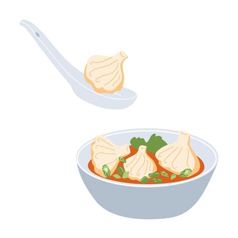 Premium Vector | Wonton soup Chinese dumplings Asianfood Hand drawn ...