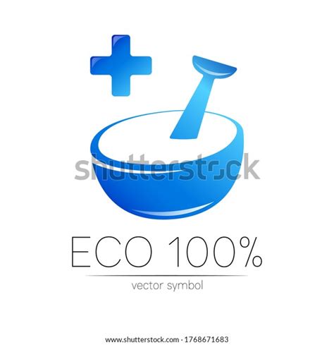 Vector Mortar Pestle Blue Symbol Logo เวกเตอร์สต็อก ปลอดค่าลิขสิทธิ์