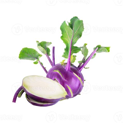 AI Generated Floating Of Fresh Purple Kohlrabi With Sliced Without