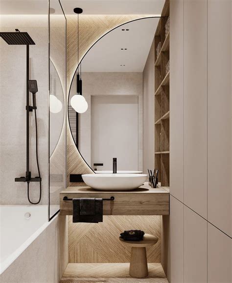 A Bathroom With A Sink Mirror And Bathtub In The Corner Next To It