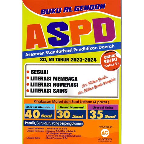 Jual Buku Al Gendon Aspd Asesmen Standarisasi Pendidikan Daerah Untuk