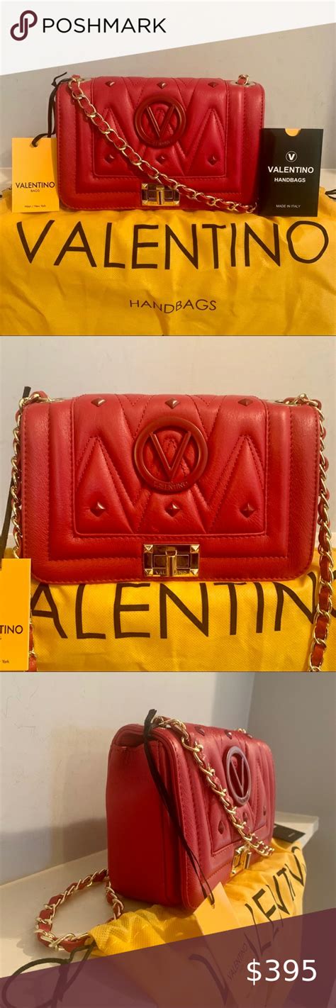 Valentino Beatriz Studs Red Leather Crossbody Bag Leather Crossbody