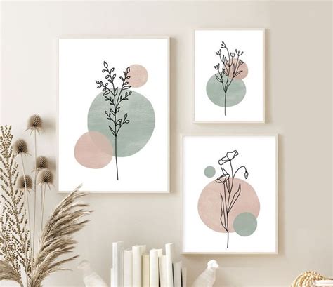 Druckbare Kunst Botanische Illustration Er Set Drucke Floral Line