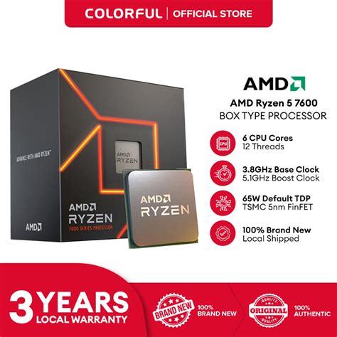 Amd Ryzen 5 7600 Desktop Processor 6 Cores Up To 51 Ghz Am5