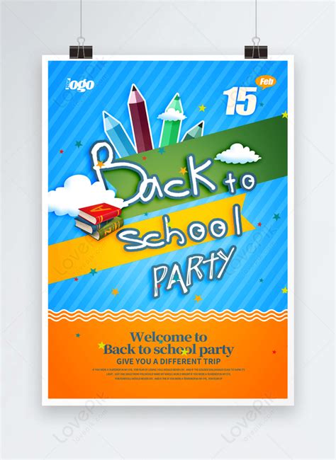 Stylish Cartoon Back To School Day Party Poster Template Imagepicture