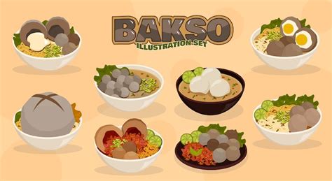 Premium Vector | Bakso Illustration Set