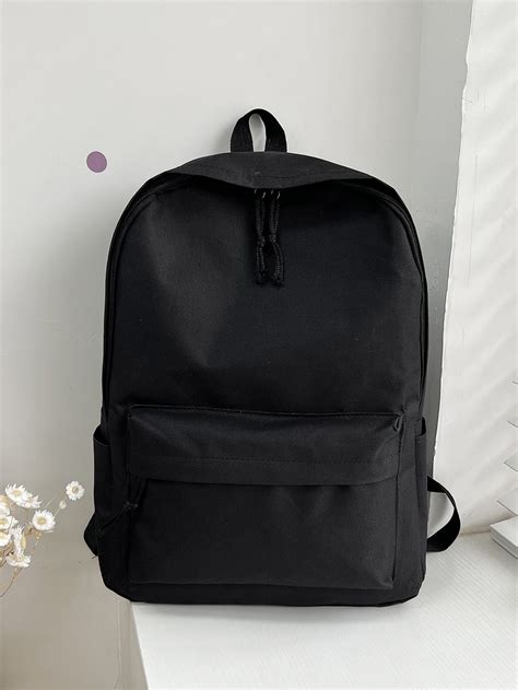 Functional Black Preppy Collar Backpack
