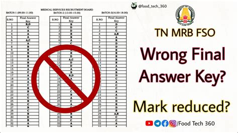 Tn Mrb Fso Exam Final Answer Key Is Wrong Mark Reduced After