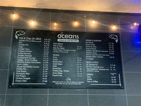 Menu At Oceans Fast Food Haltwhistle