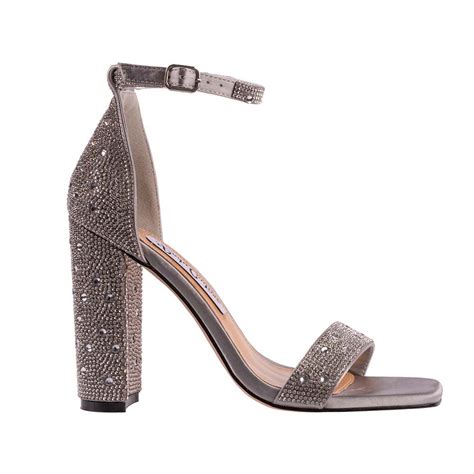 Lady Couture Dalia Silver Rhinestone Block Heel Sandal 9