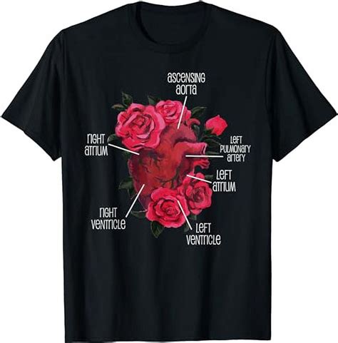 Anatomical Heart And Flowers Funny Men Women Cardiologist T Shirt