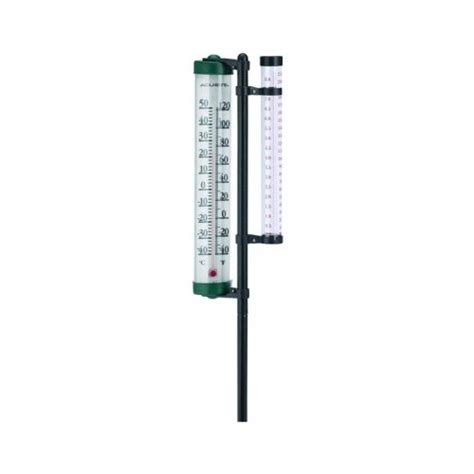 Acurite 02345 8 Inch Rain Gauge And Thermometer Swivel Combination