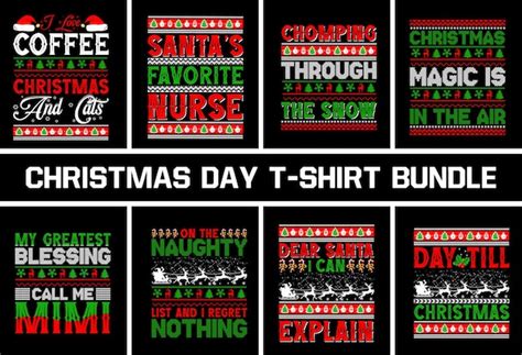 Premium Vector Christmas Day T Shirt Design Bundle