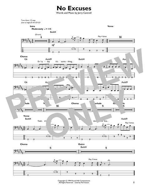 No Excuses by Alice In Chains - Easy Bass Tab - Guitar Instructor