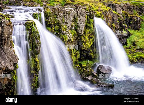 Grundarfjordur Iceland Kirkjufell Waterfall Closeup Smooth Long