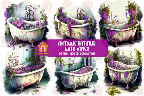 Antique Bathtub With Vines Sublimation Graphic By Kookie House