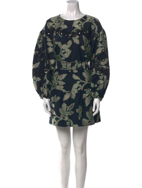 Tanya Taylor Floral Print Mini Dress - Blue Dresses, Clothing