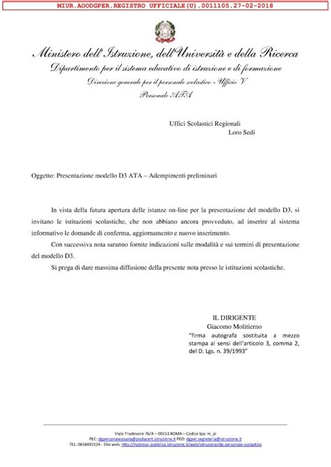 Presentazione Modello D Ata Adempimenti Preliminari Ustfoggia