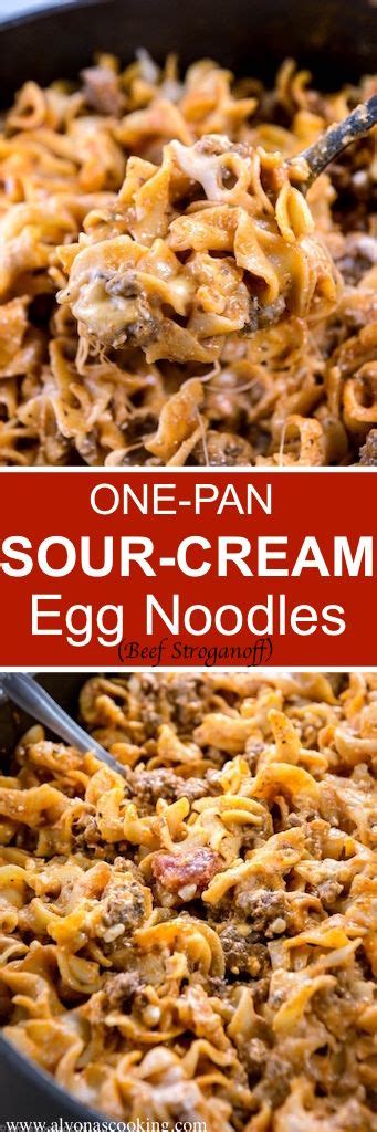 Easy One Pan Beef Stroganoff Sour Cream Egg Noodles Recipe Beef Stroganoff Stroganoff