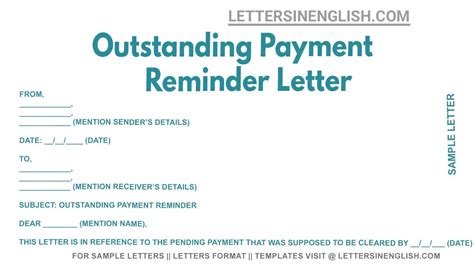 Outstanding Payment Reminder Letter Sample Letter Of Reminder For The