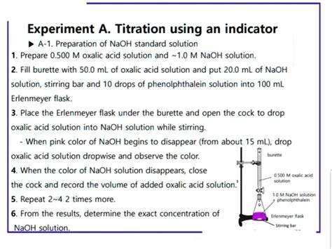 Experiment A Titration Using An Indicator A 1 Preparation Of Naoh Standard Solution Prepare 0500