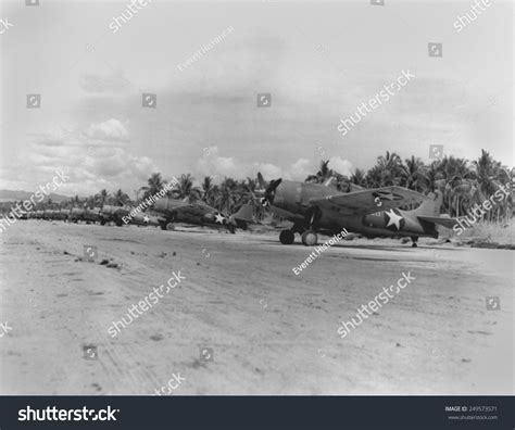 U S Grumman F4f Wildcat Planes On The Fighter Strip At Henderson Field