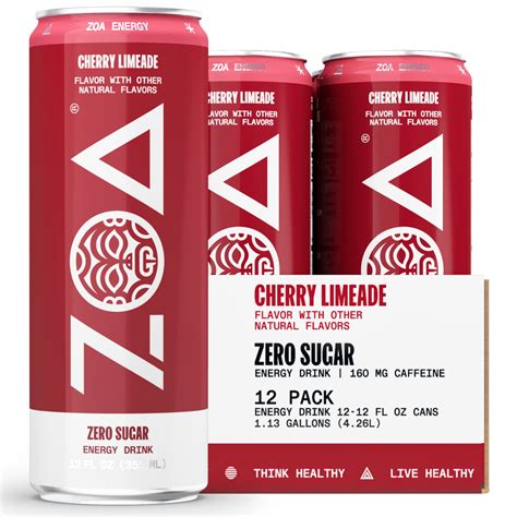 ZOA Zero Sugar Energy Drink Cherry Limeade 12oz 12 Pack Shop Black