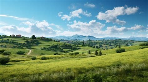 Premium AI Image | Rolling Hills Landscape in the Countryside