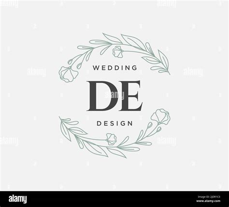 De Initials Letter Wedding Monogram Logos Collection Hand Drawn Modern