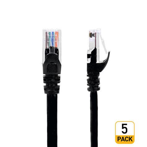 Black Box 3FT Cat6 Snagless Unshielded (UTP) Pure Bare Copper Patch Cable 550MHz — Black (5-Pack) (EVNSL-C6-UTP-3FT-BK-5PK)