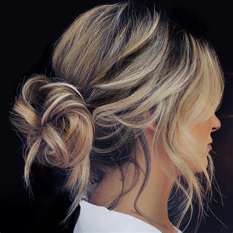 Messy Lob Into Bun Updo Easy Updo Hairstyles Lob Hairstyle Hairdo