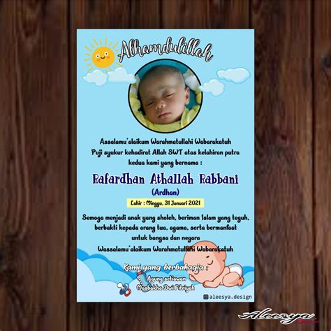 Jual Stiker Kartu Tasyakuran Aqiqoh Tedak Sinten Kelahiran Bayi Ulang