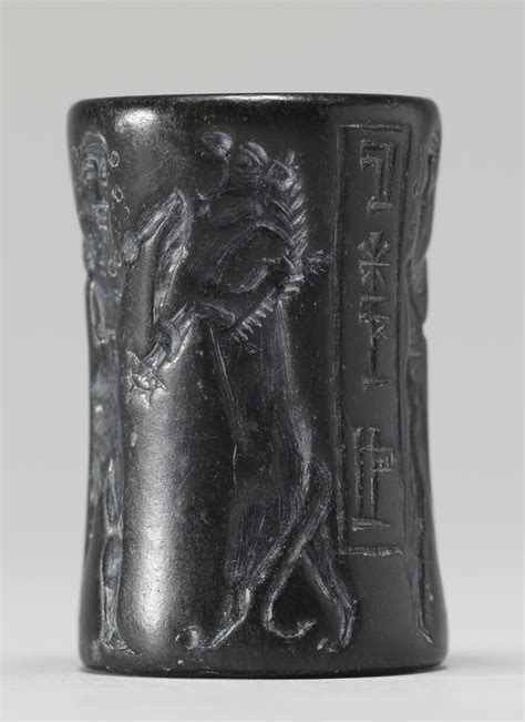 Cylinder Seal With A Nude Hero Ca BCE Akkadian Museum
