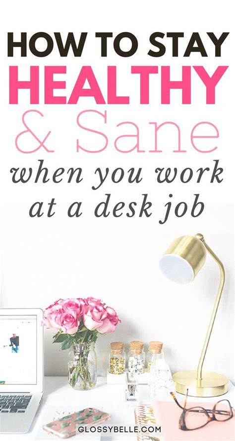 A Desk With A Laptop And Pink Flowers On It Text Reads How To Stay Healthy And Sane When You Work