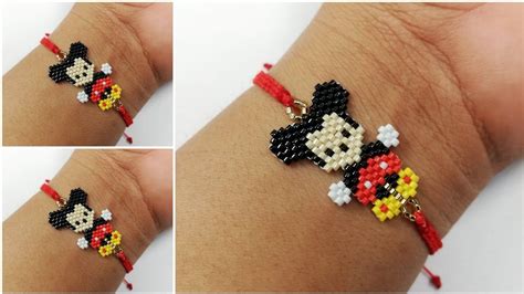 Pulsera De Mickey Mouse En Chaquira Miyuki Youtube Loom Bracelet