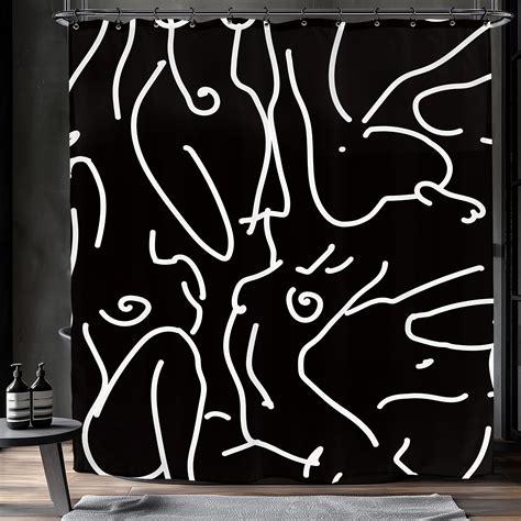 Amazon Yookeb Abstract Naked Nude Minimalist Bathroom Shower Curtain Art Line Black White