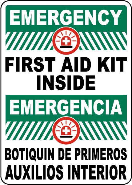 Bilingual Emergency First Aid Kit Inside Sign Claim Your 10 Discount