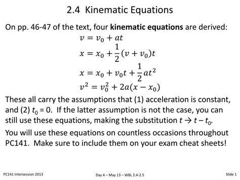 Three Equations Of Kinematics